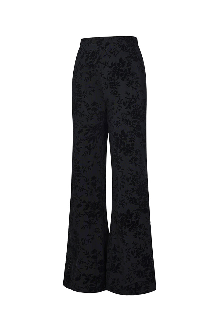 Mesh broek met suède bloemenprint – designed to match