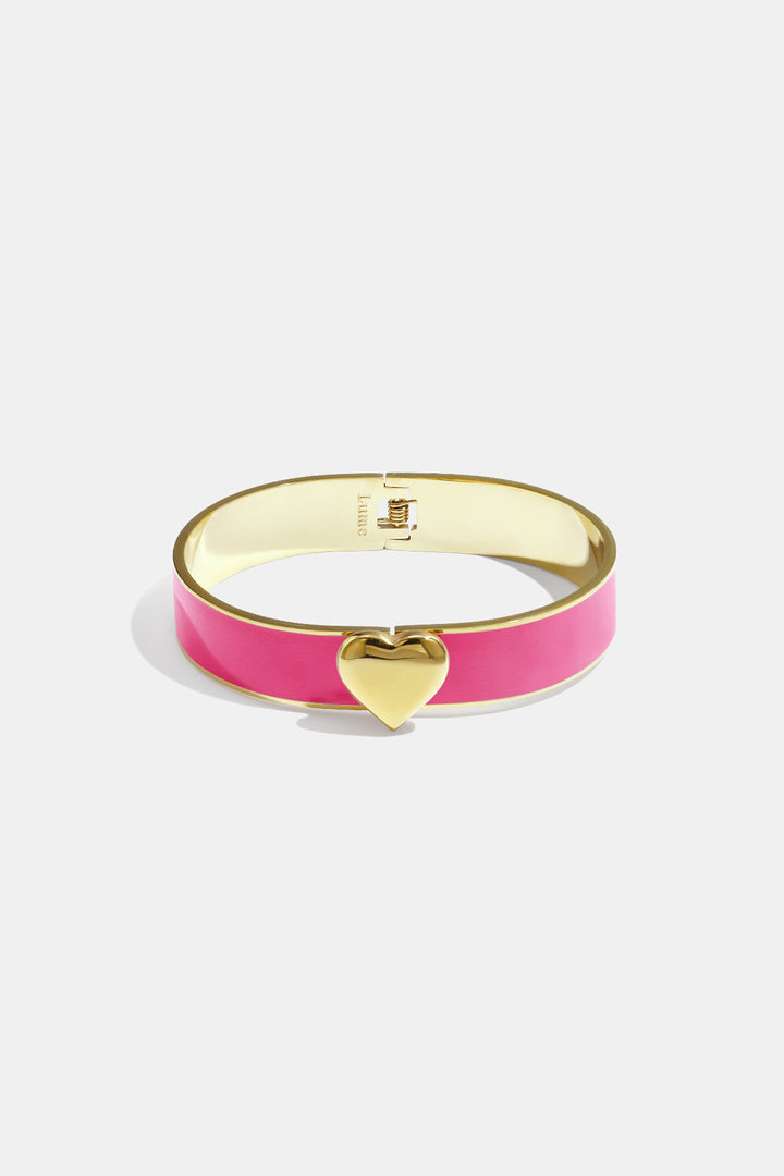 Armband in diverse kleuren met hart detail - 1,3 cm