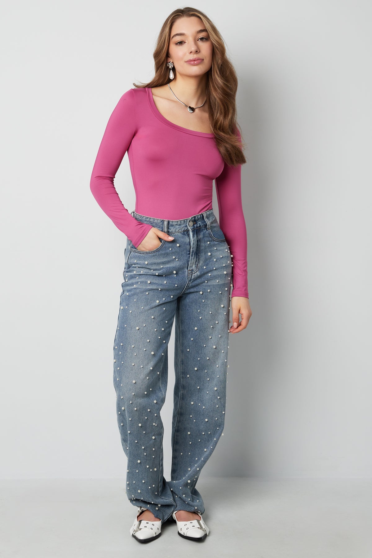 Polyester Vrouwen Lange Mouw Bodysuit Hoge Stretch Passend