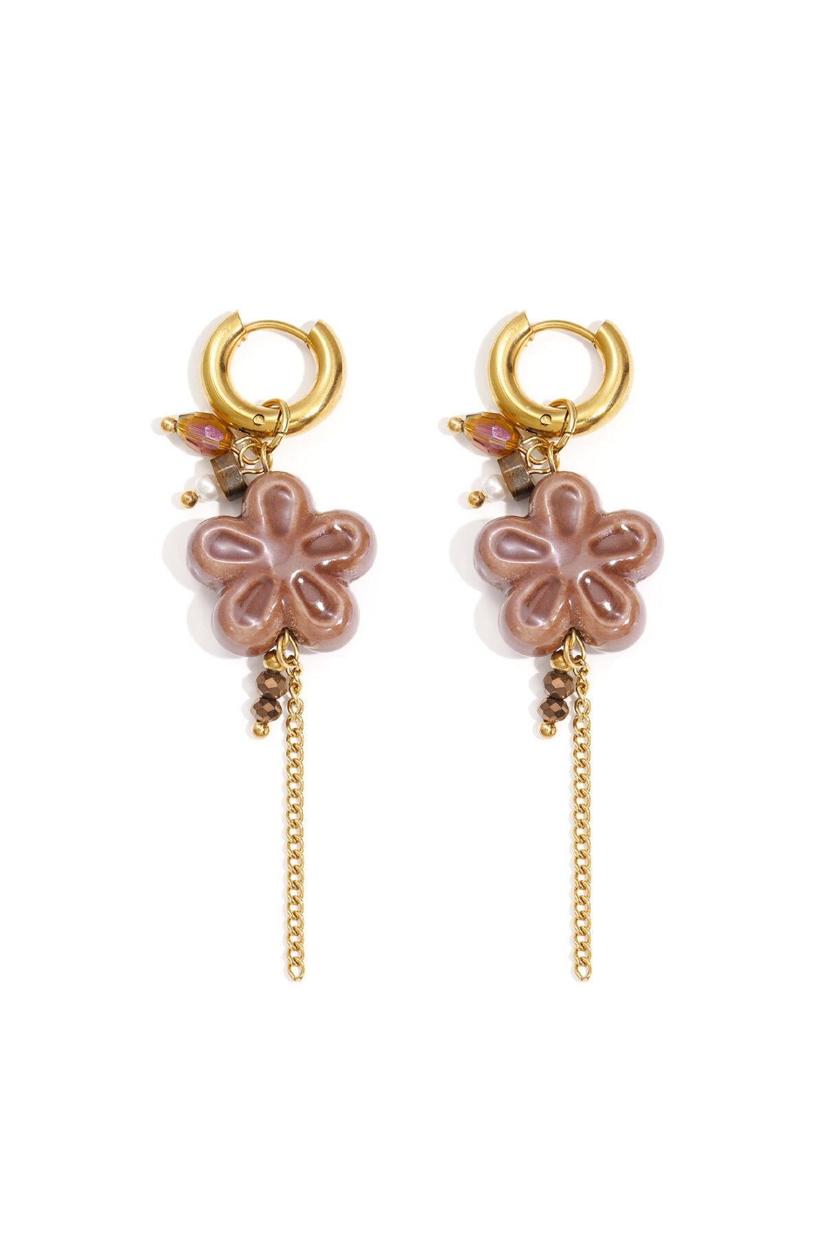 Oorbellen van roestvrij staal met bloemenmotief, casual, dagelijks, eenvoudig, serie, damessieraden