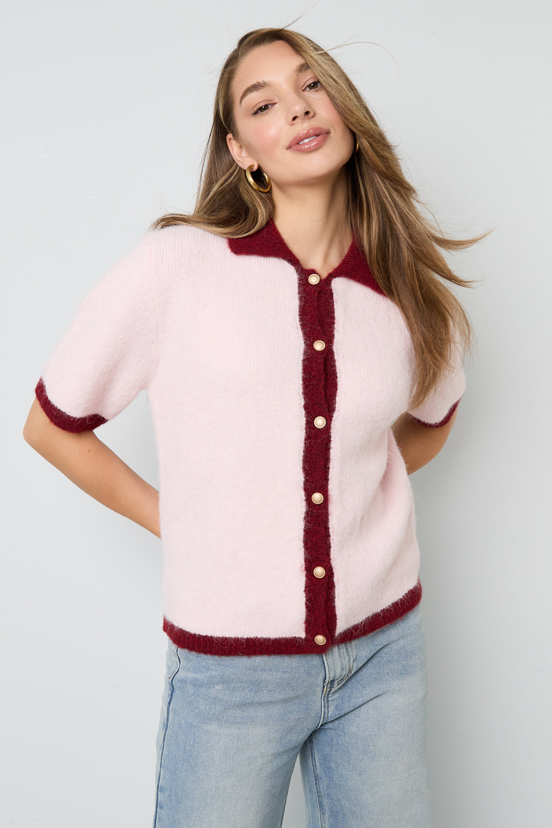 Gebreide Polyestervezel Vrouwen Trui Casual Kleurcontrast