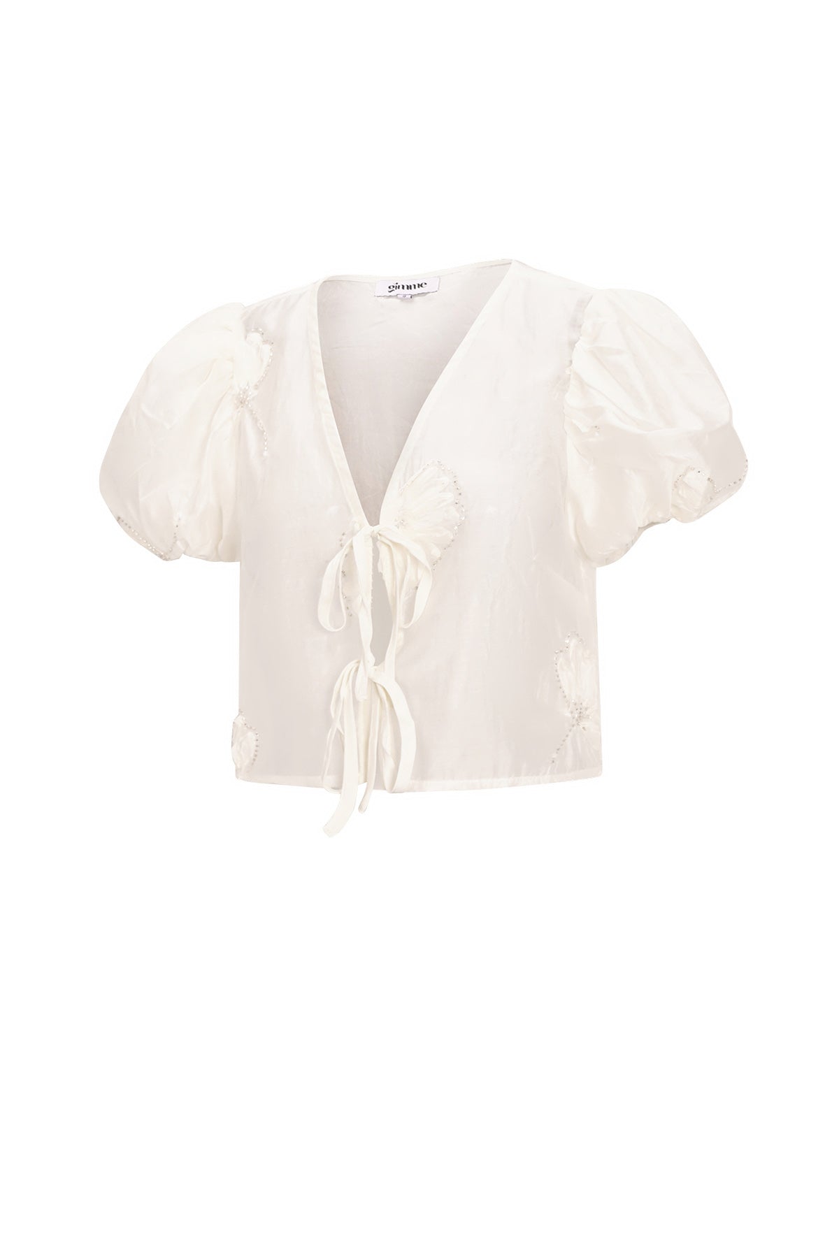 Organic Cotton Woven Vrouwen Korte Mouw Top Bohemian Floral Print Bow