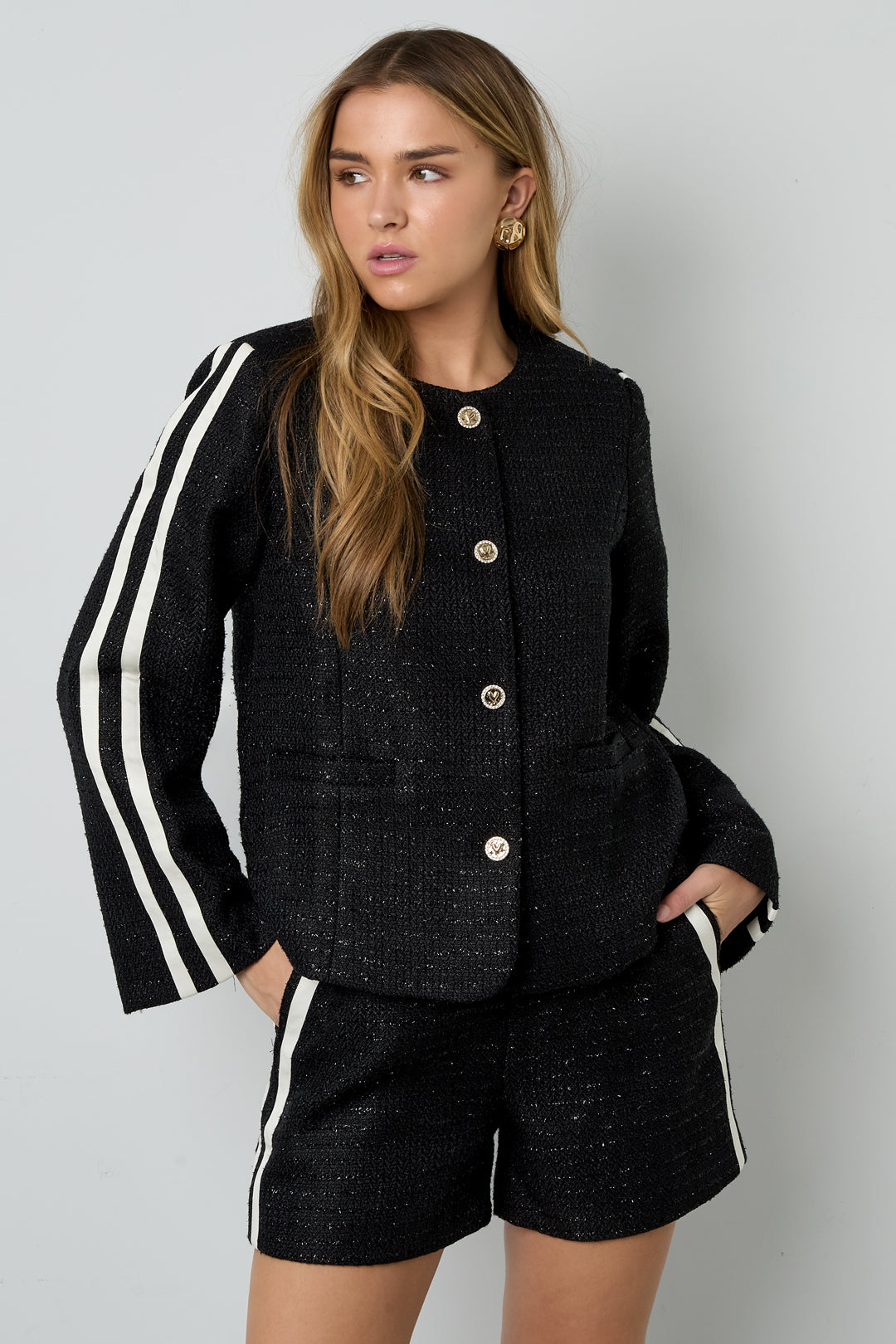 Geweven Polyestervezel Vrouwen Jas Elegant Ruit Herfst/Winter