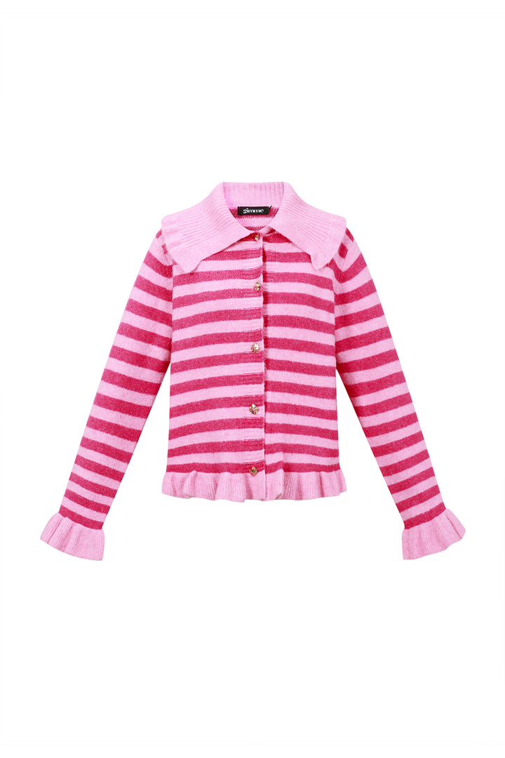 Gebreide Polyestervezel Vrouwen Cardigan Casual Strepen