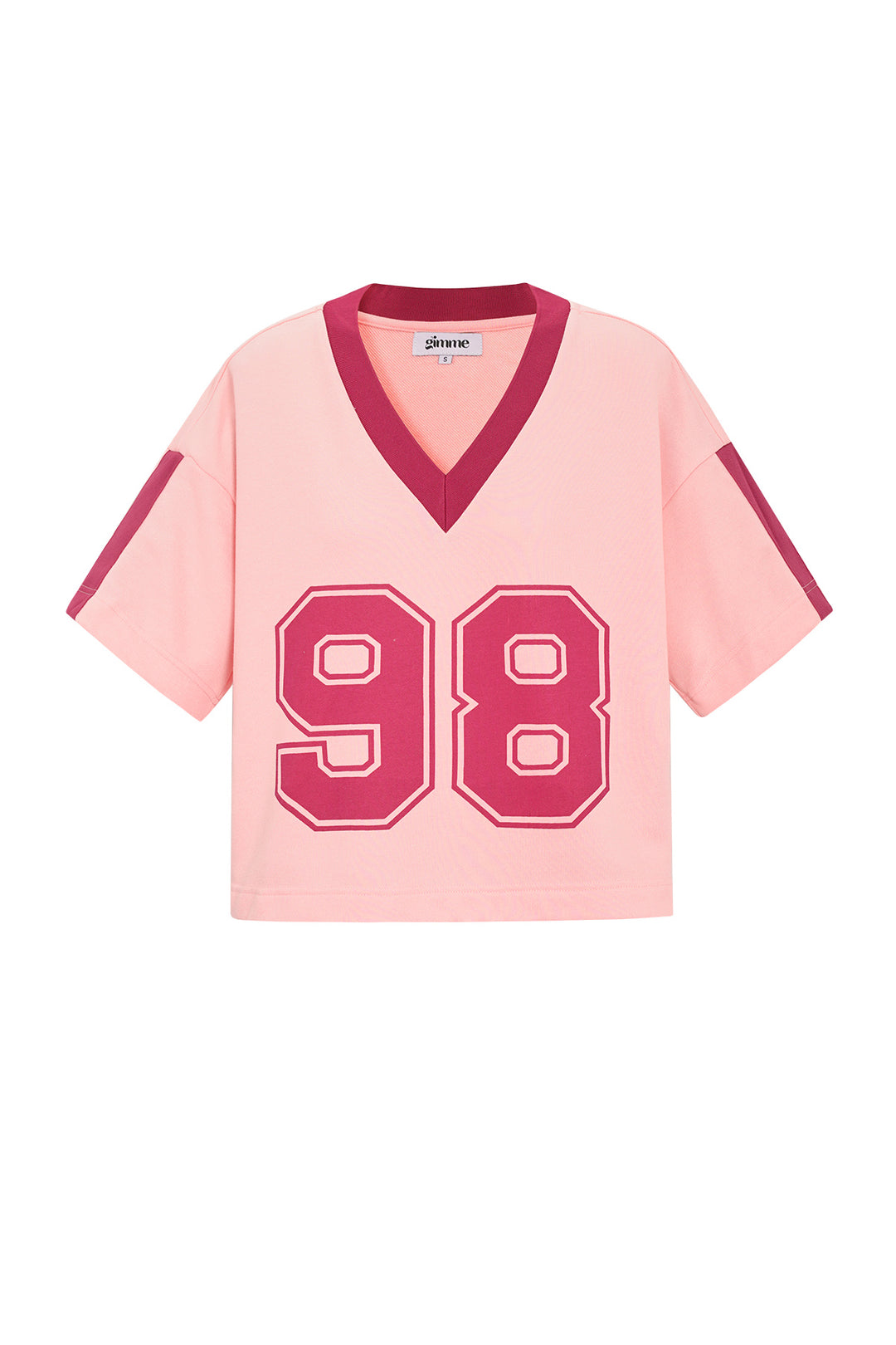 Gebreide Katoen Vrouwen V-hals T-shirt Sportief Kleurcontrast
