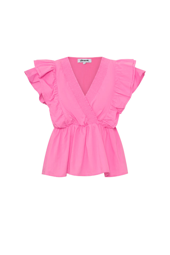 Geweven mouwloze top elegant ruches rand solide kleur lente/zomer