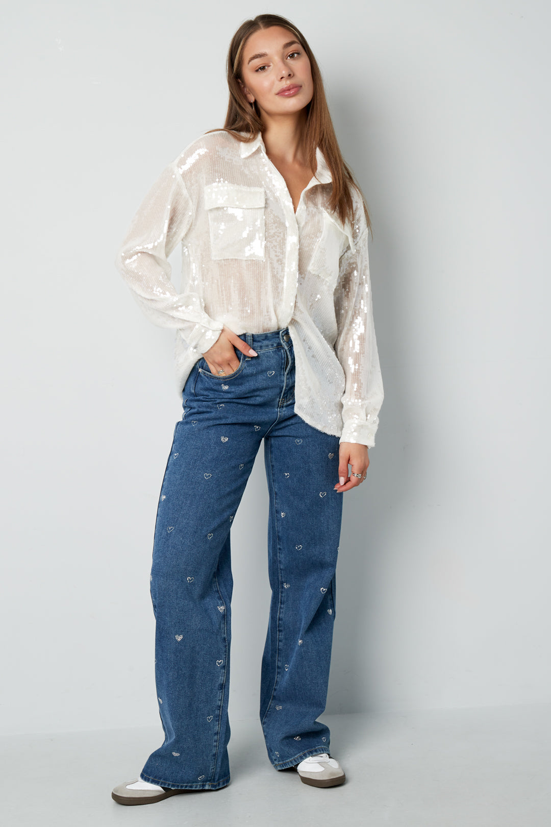 Geweven Polyestervezel Vrouwen Overhemd Elegante Solide Kleur Lente/Zomer