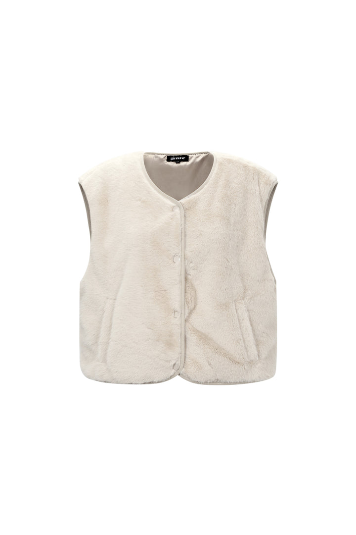 Mouwloos vest van imitatiebont