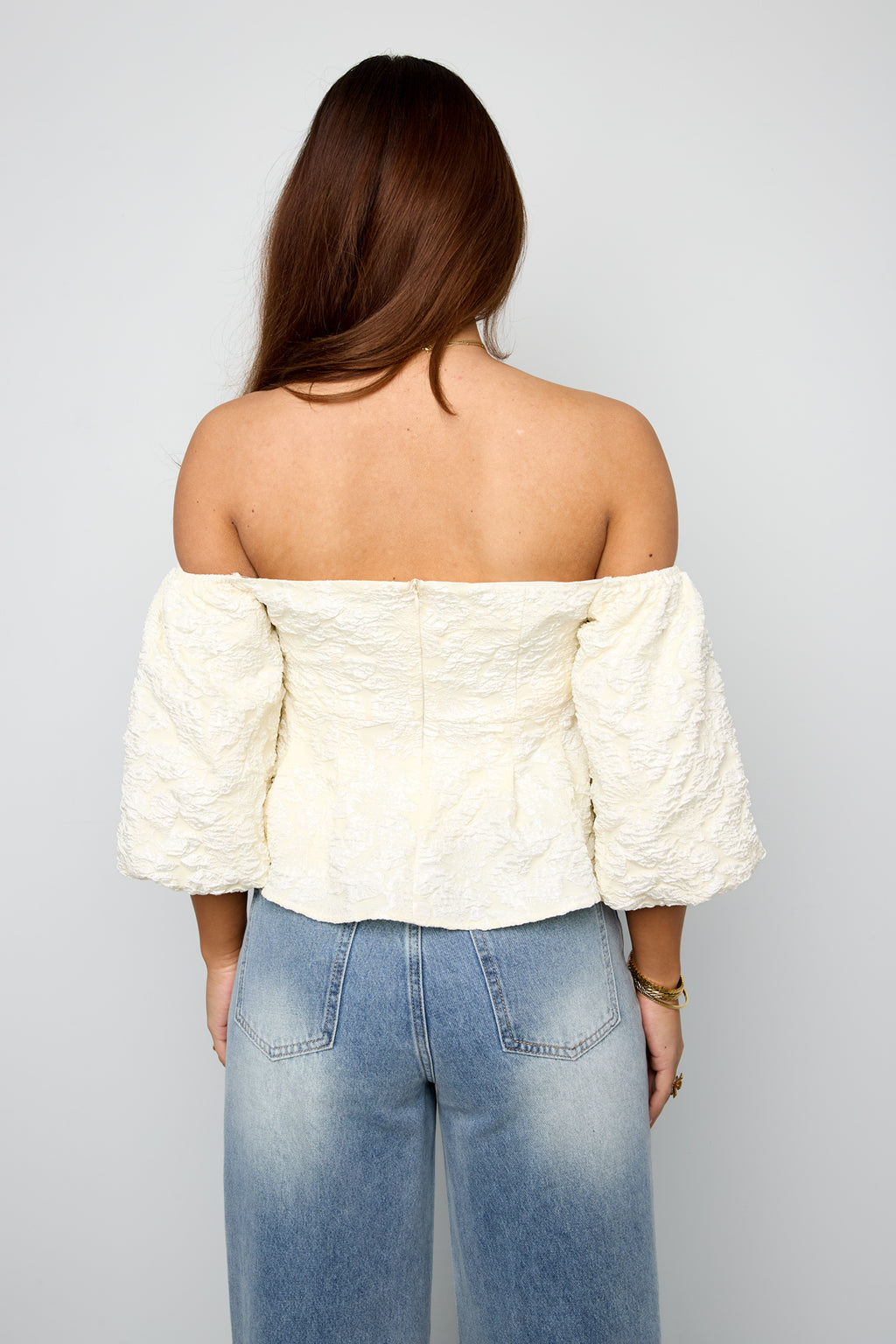 pof mouw top met textuur