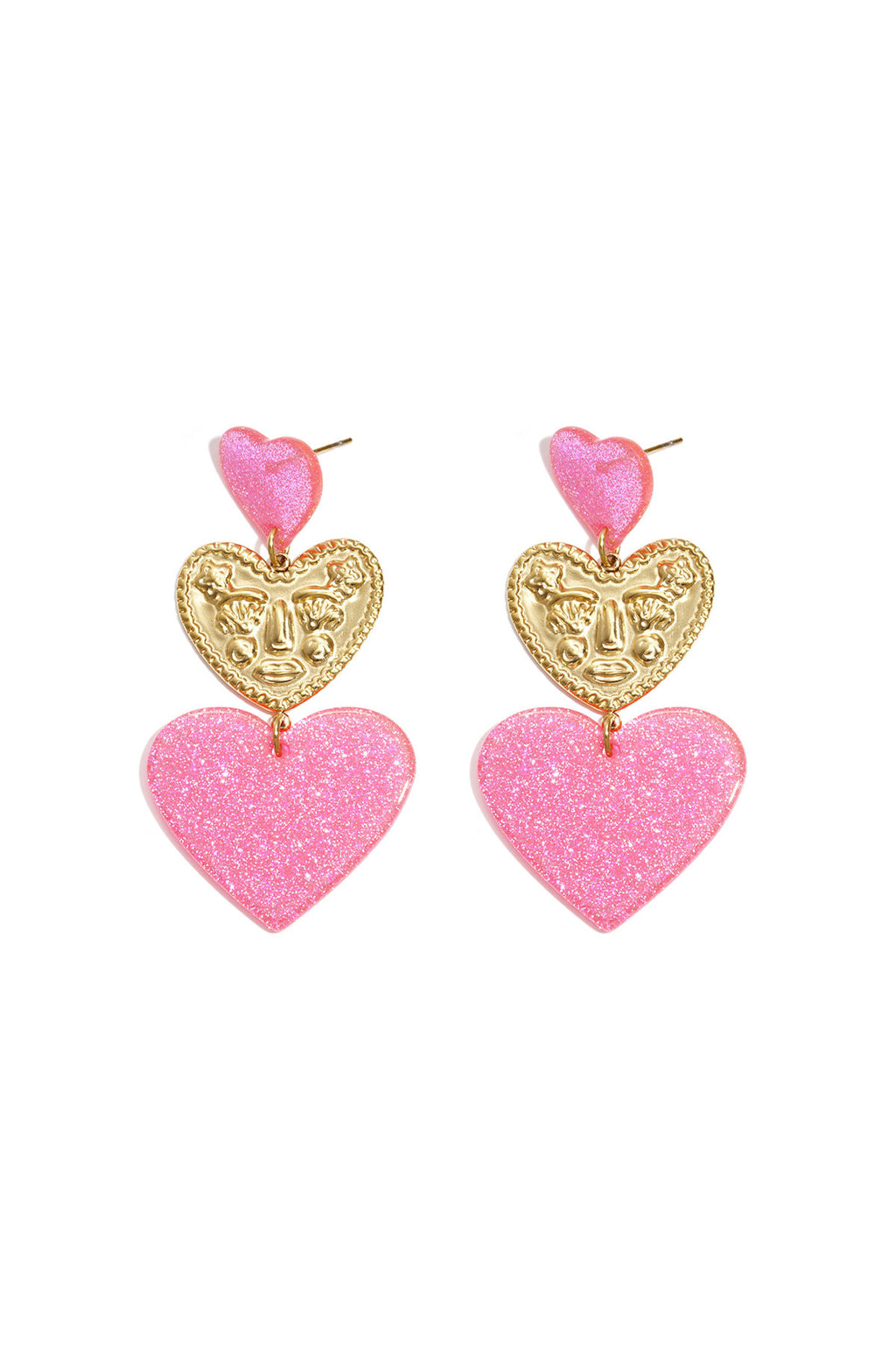 Statement oorbellen met glitter harten