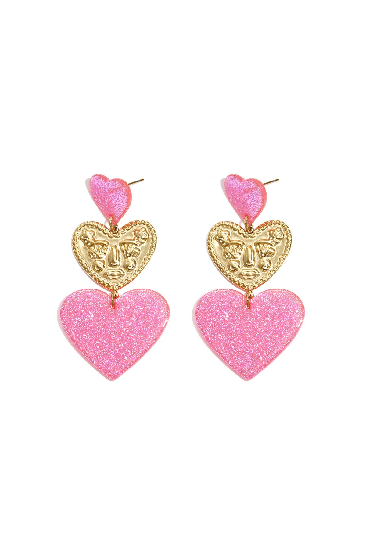 Statement oorbellen met glitter harten