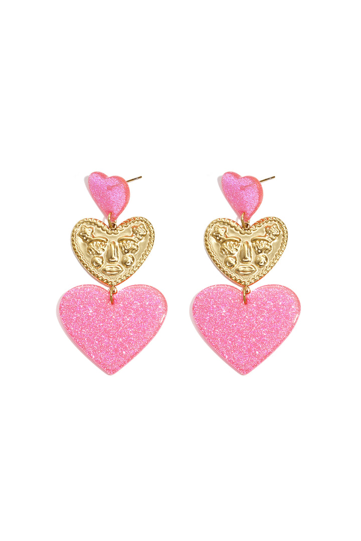 Statement oorbellen met glitter harten