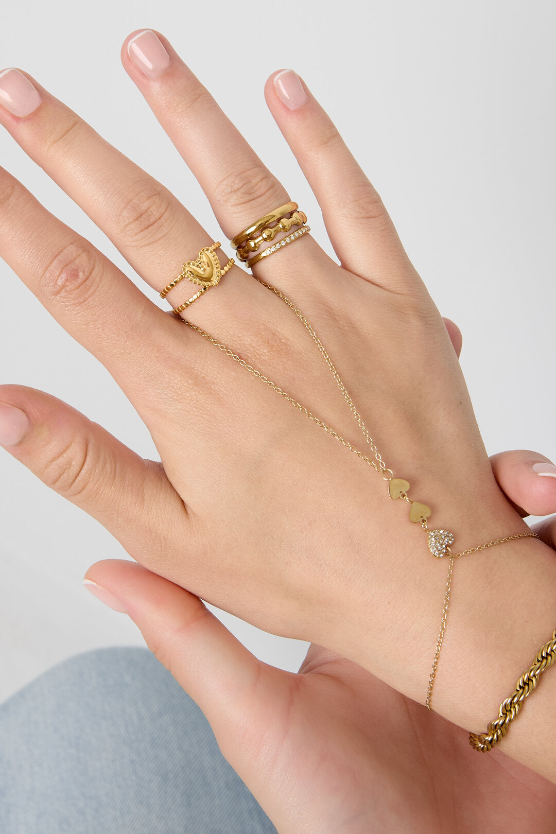 Verstelbare dubbele ring met hart