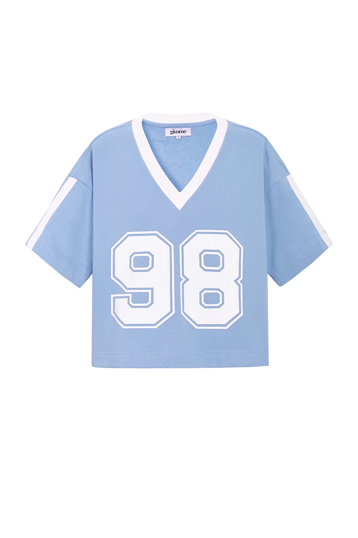 Gebreide Katoen Vrouwen V-hals T-shirt Sportief Kleurcontrast
