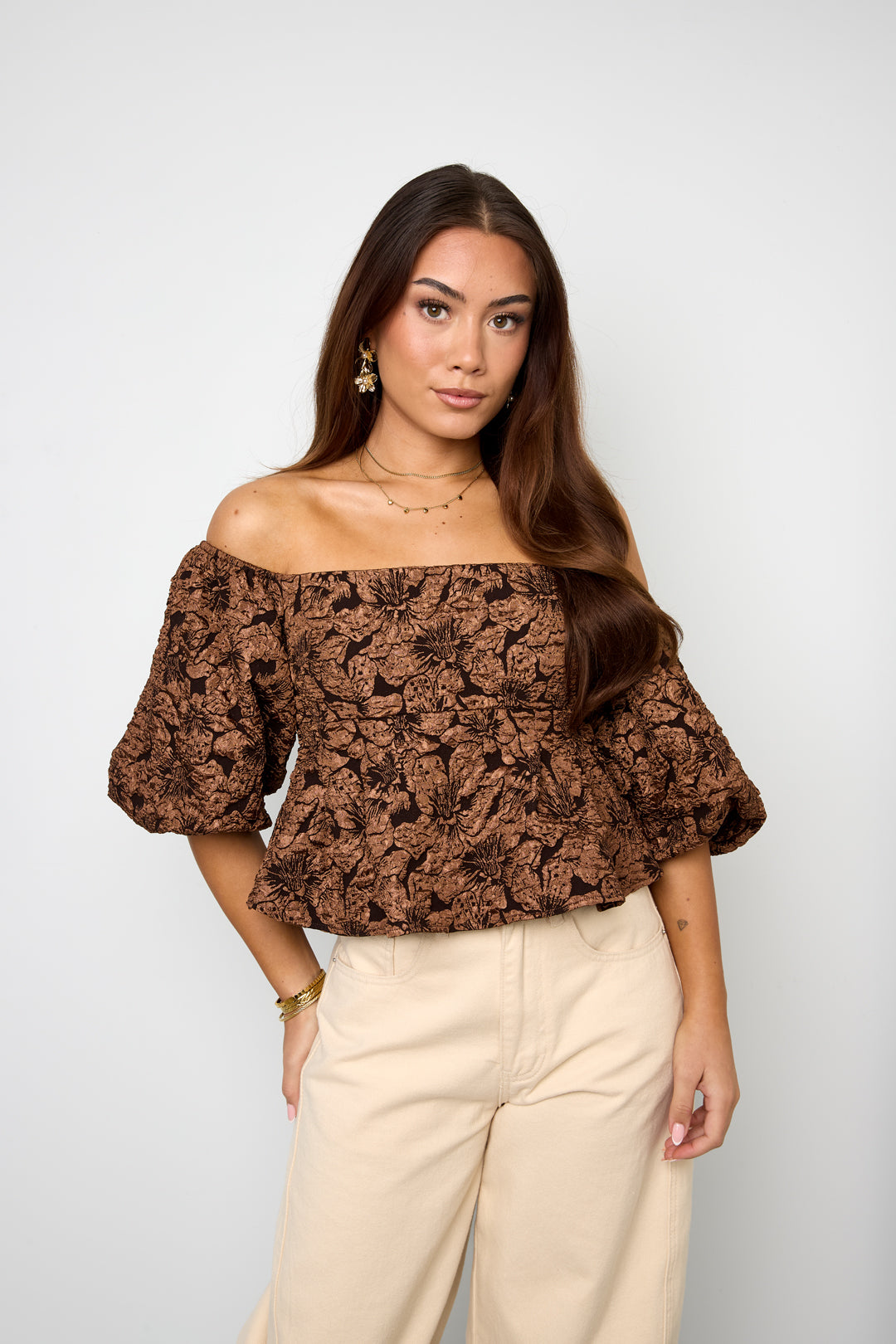 pof mouw top met textuur