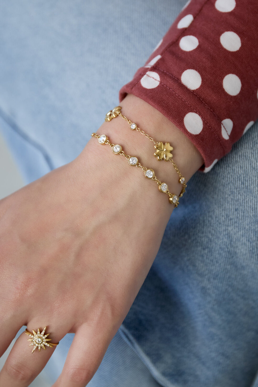 Klaver armband met afwisselende steentjes