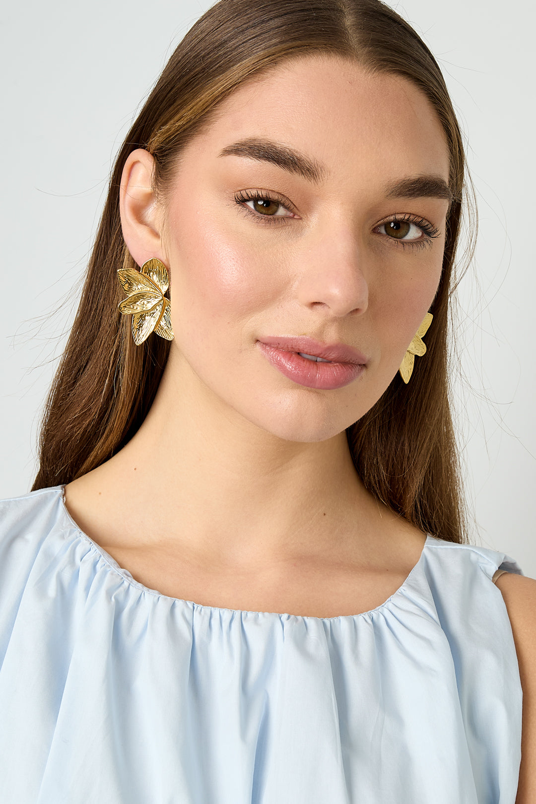 Roestvrijstalen oorknopjes met bladmotief, casual, alledaags en eenvoudig, dames sieraden