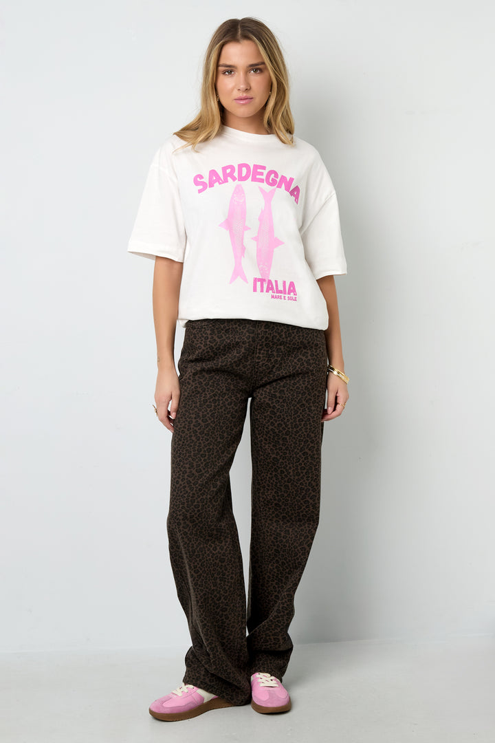 Katoen Gebreide Vrouwen T-shirt Casual Dierenprint