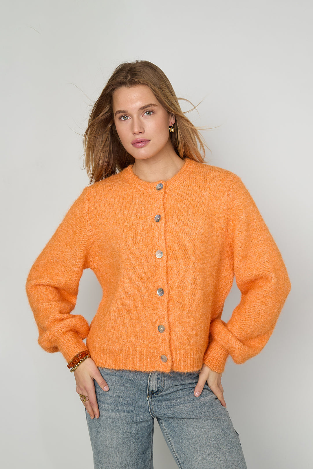 Gebreide Polyestervezel Vrouwen Cardigan Casual Solide Kleur Herfst/Winter