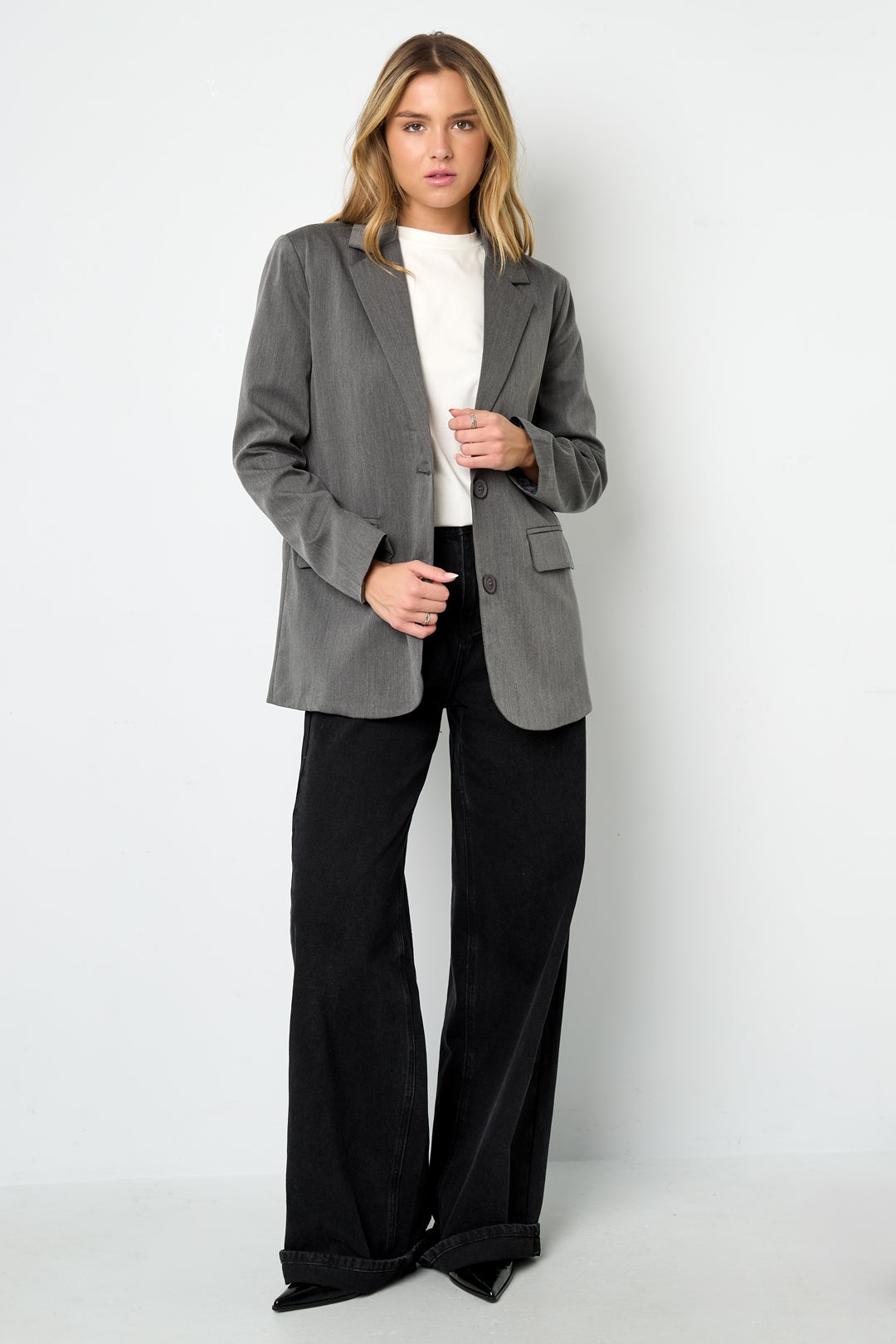 Geweven Polyestervezel Vrouwen Jas Elegant Letters