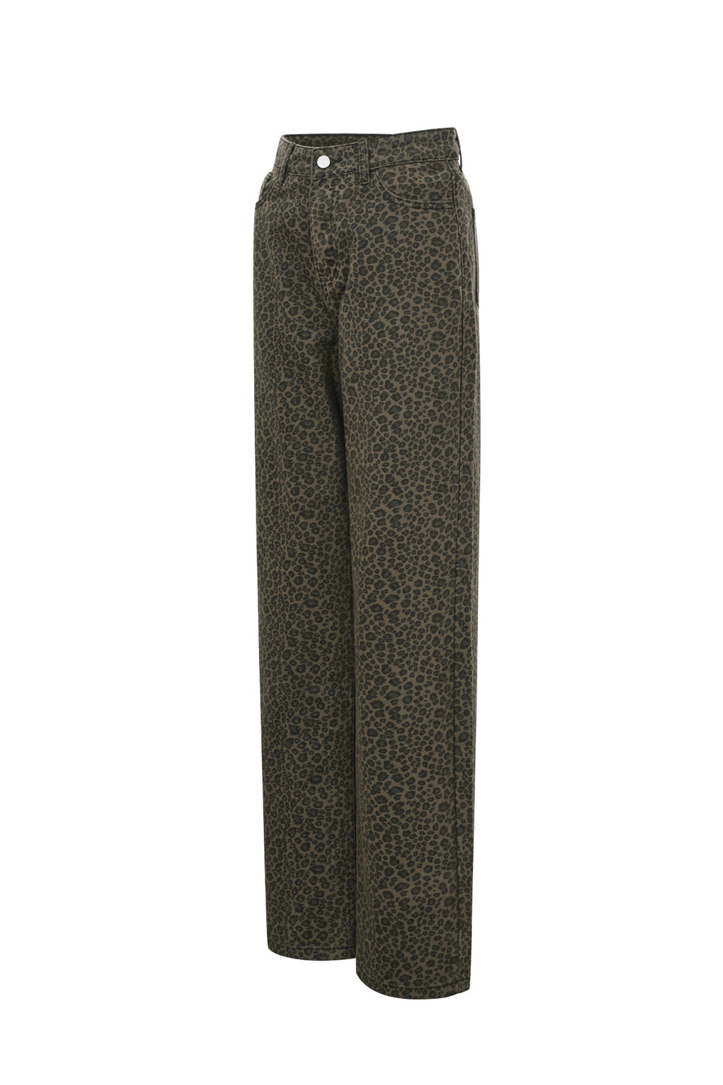 Geweven Katoen Vrouwen Rechte Broek Luipaardprint Herfst/Winter