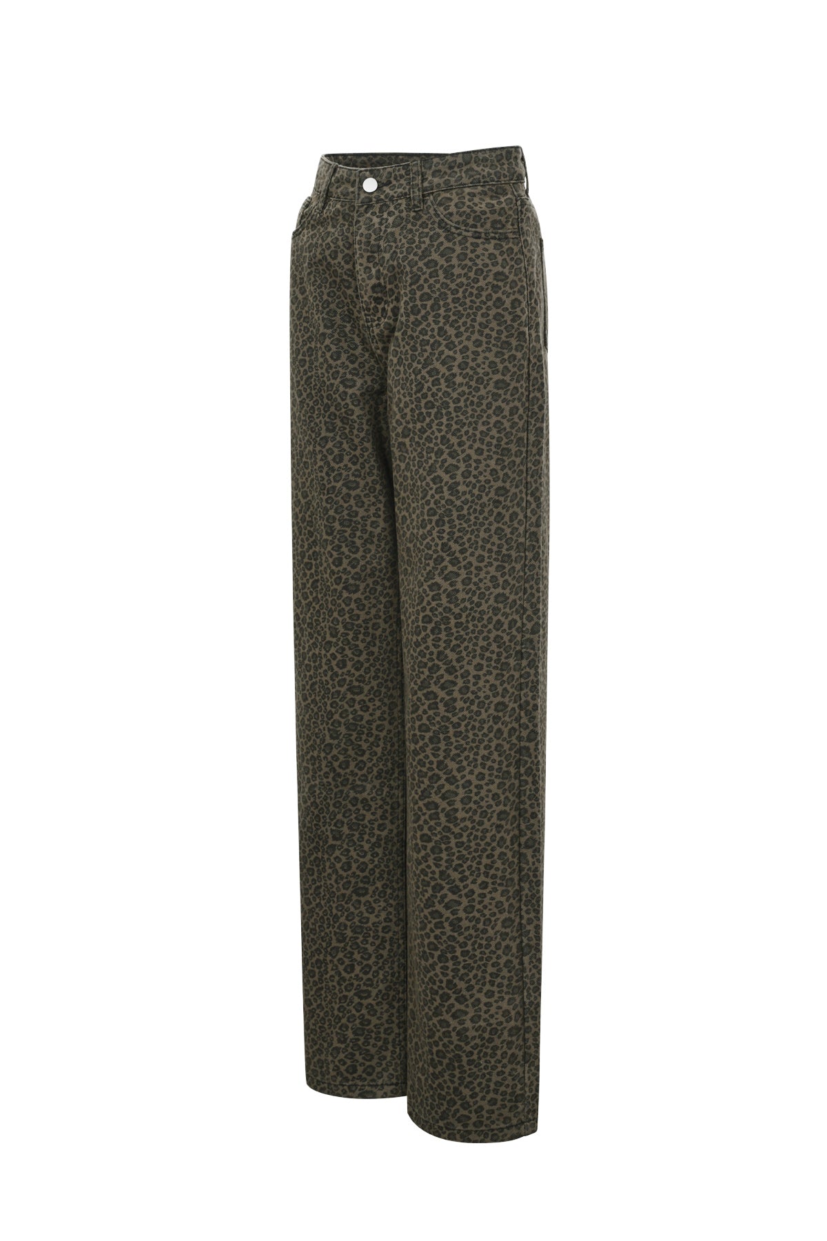 Geweven Katoen Vrouwen Rechte Broek Luipaardprint Herfst/Winter
