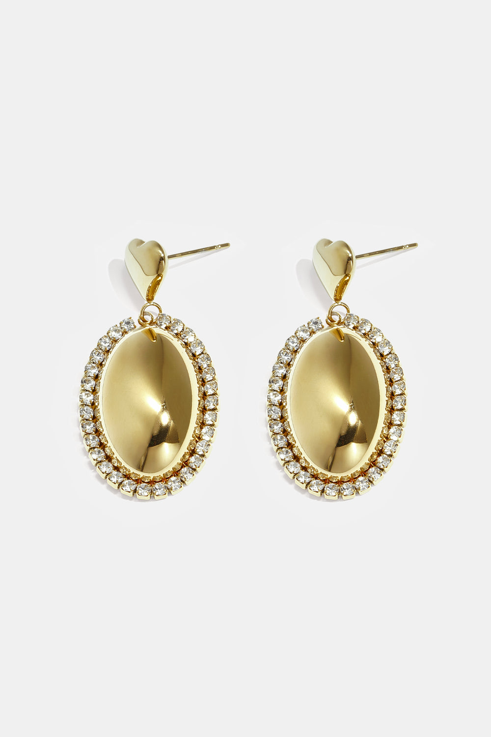 Statement oorbellen met ovale charm omringd met steentjes