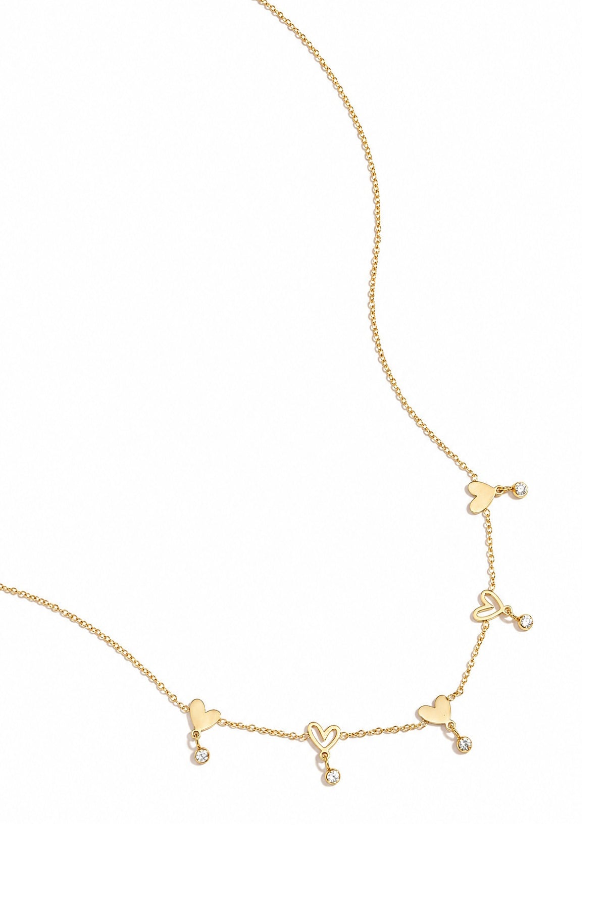 Ketting met wisselende hartjes en hangende steentjes
