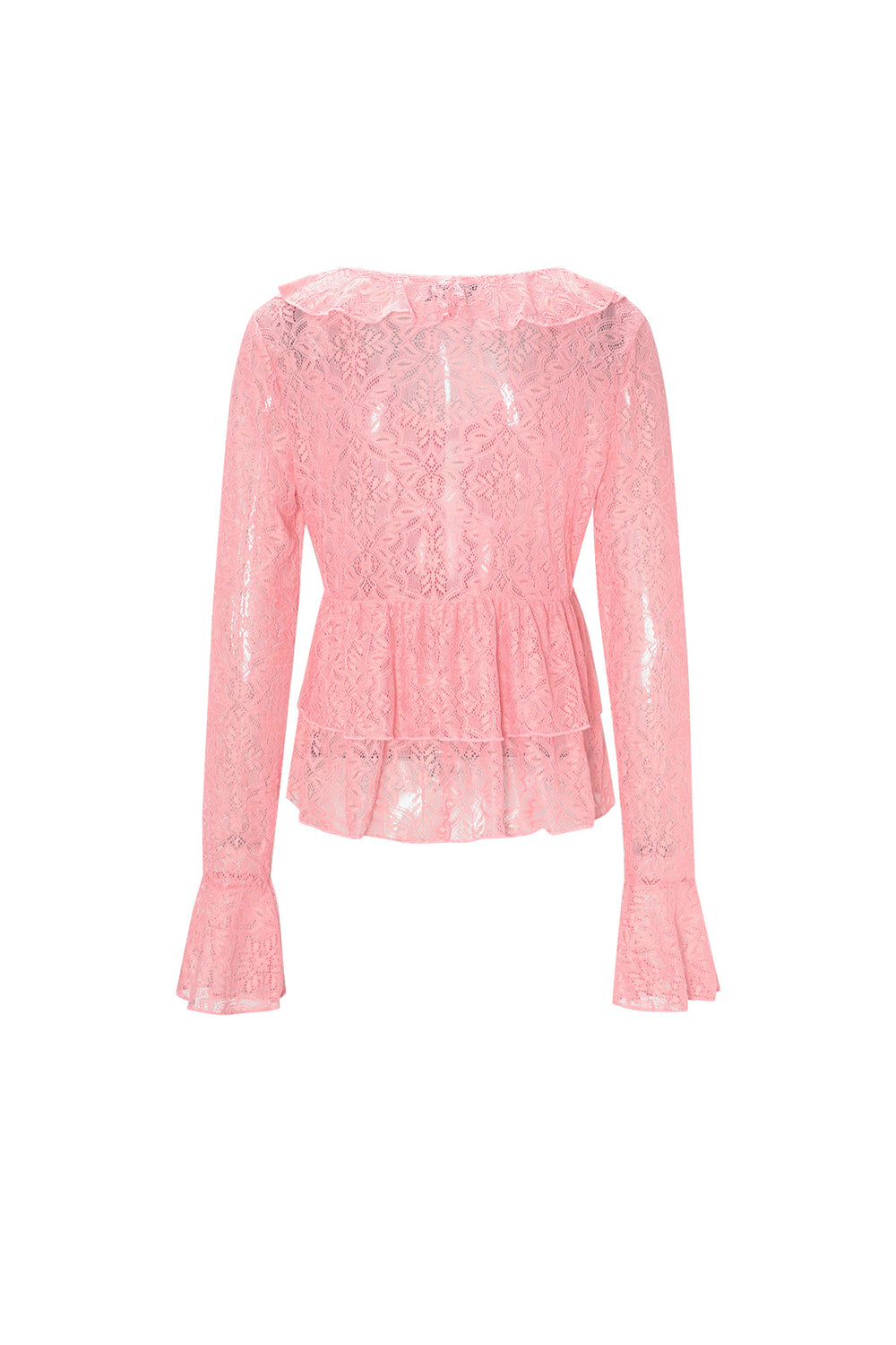 Geweven kant Dames Lange Mouwen Top Elegante Ruches