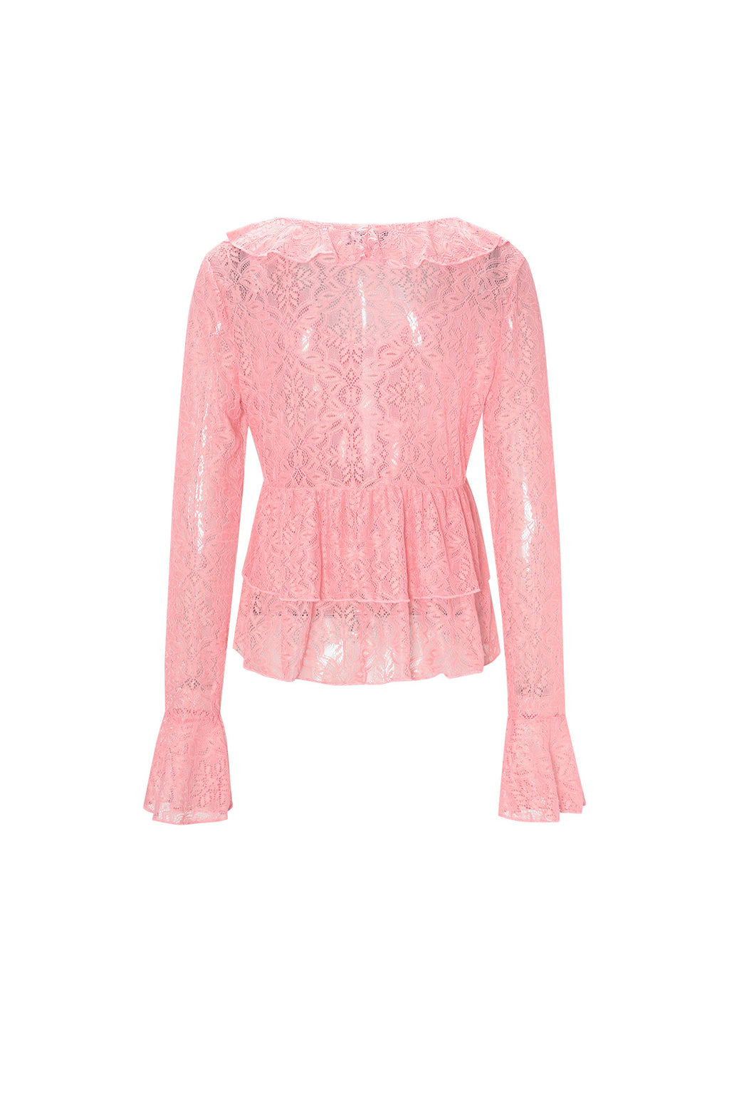 Geweven kant Dames Lange Mouwen Top Elegante Ruches