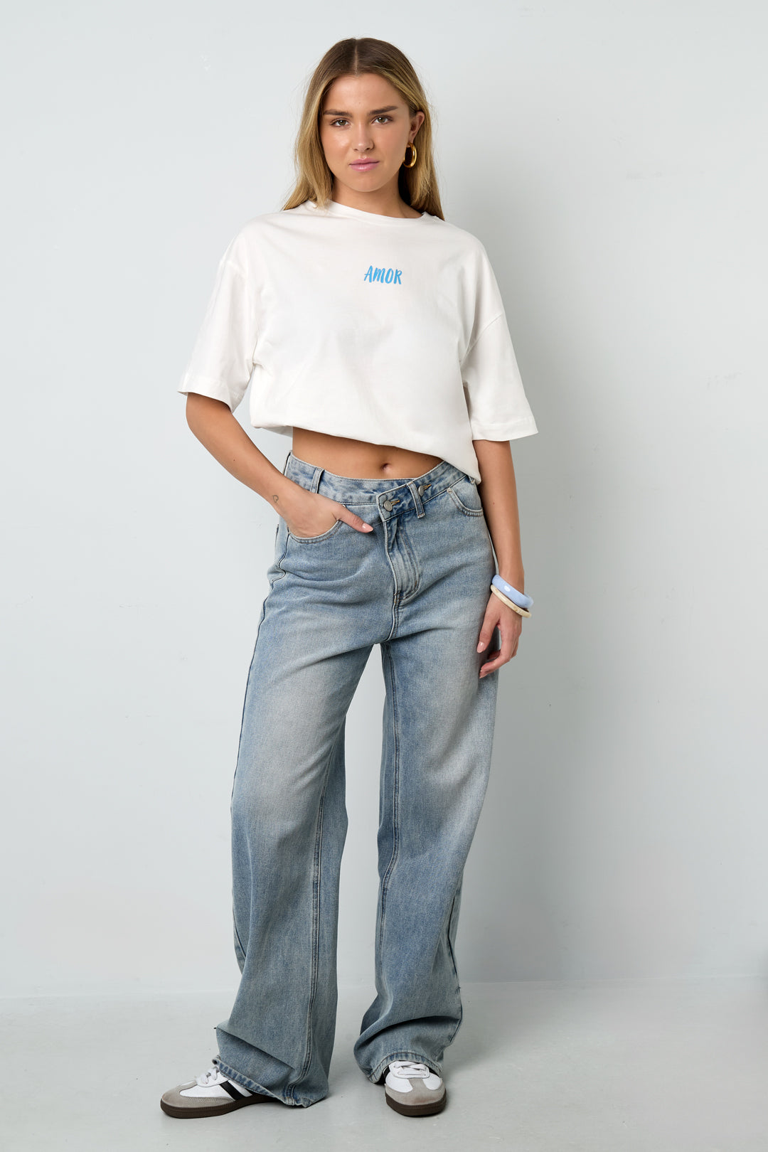 Katoen Gebreide Vrouwen T-shirt Casual Letters