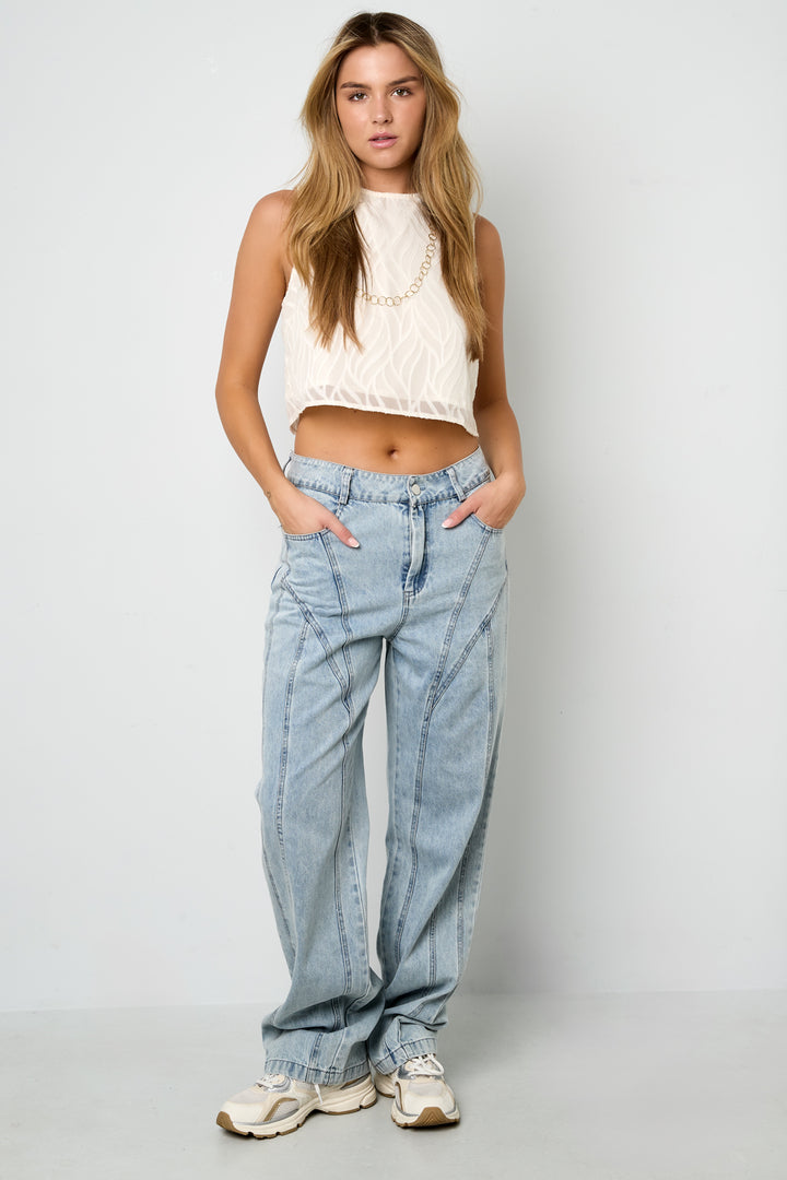 Cotton Blend Jeansbroek Casual Straight Light Indigo