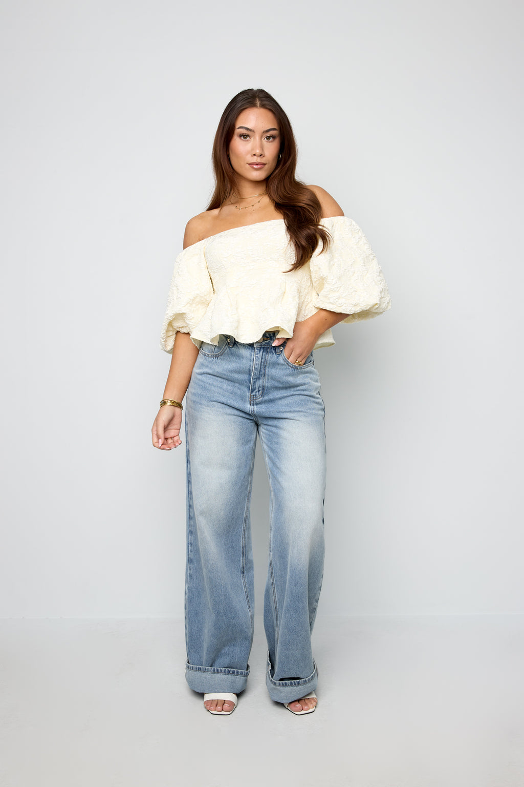 pof mouw top met textuur