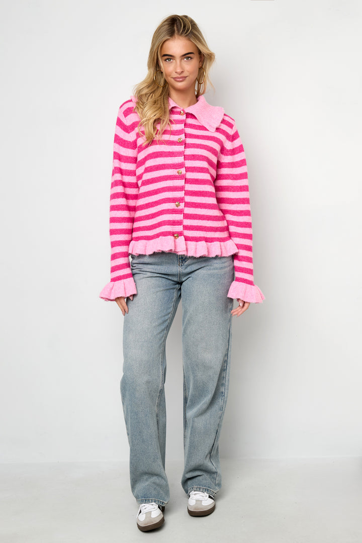 Gebreide Polyestervezel Vrouwen Cardigan Casual Strepen