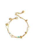 Armband met klaver, kraaltjes en steentjes