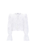 Cotton Woven Vrouwen Lange Mouw Top Casual Cutout