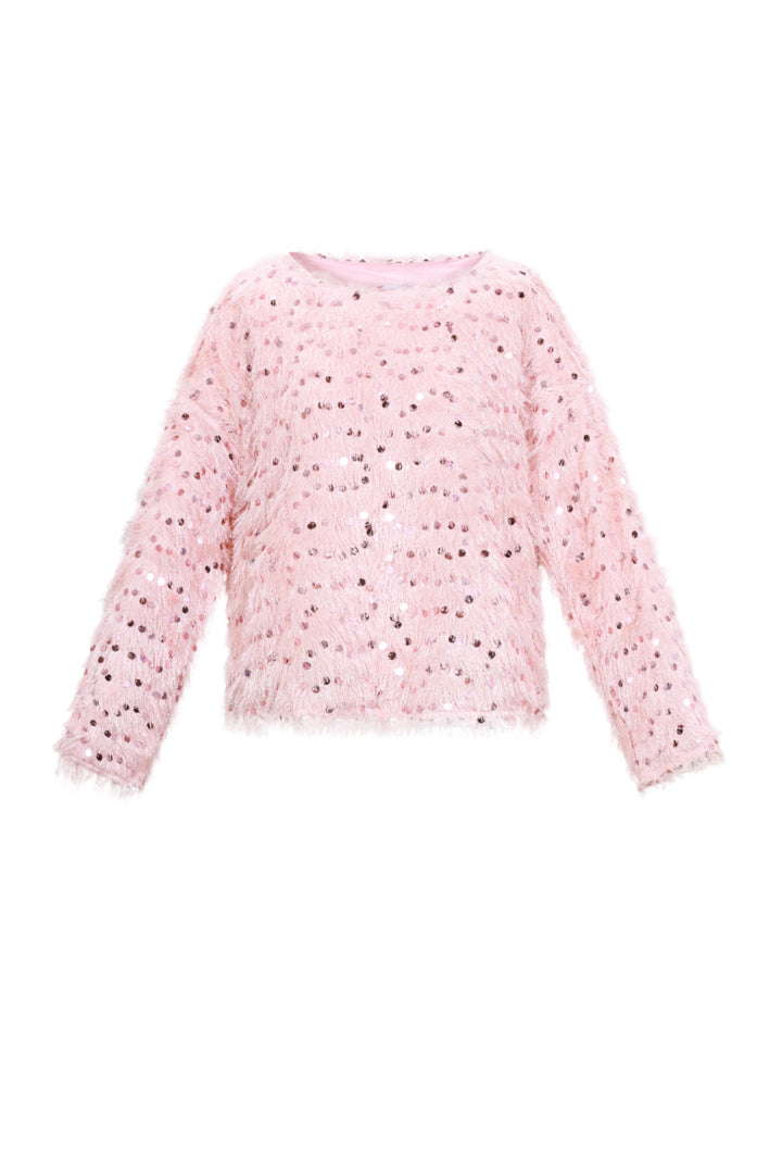 Geweven Polyestervezel Vrouwen Lange Mouw Top Elegante Pailletten
